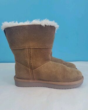 Koolaburra by UGG Aribel Short Girls Boots Tan Suede Side Zip Size 13